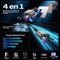 Starlight - Cargador retráctil 4 en 1 (Carga Rapida)